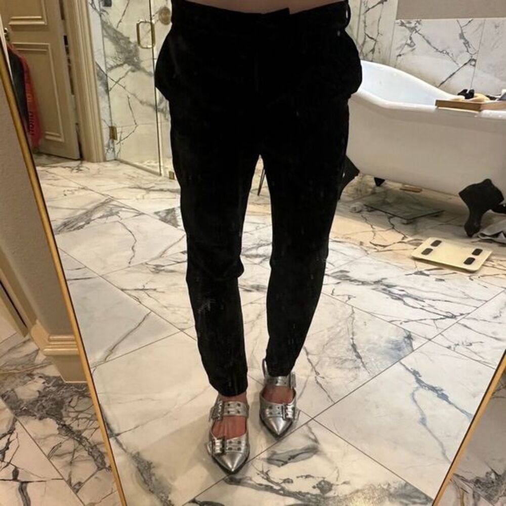 Filles a Papa | M | velvet Black Skinny Pants with Tapered Ankle